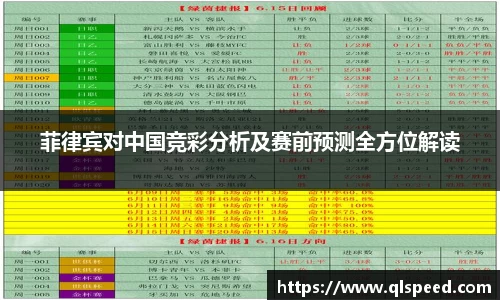 菲律宾对中国竞彩分析及赛前预测全方位解读